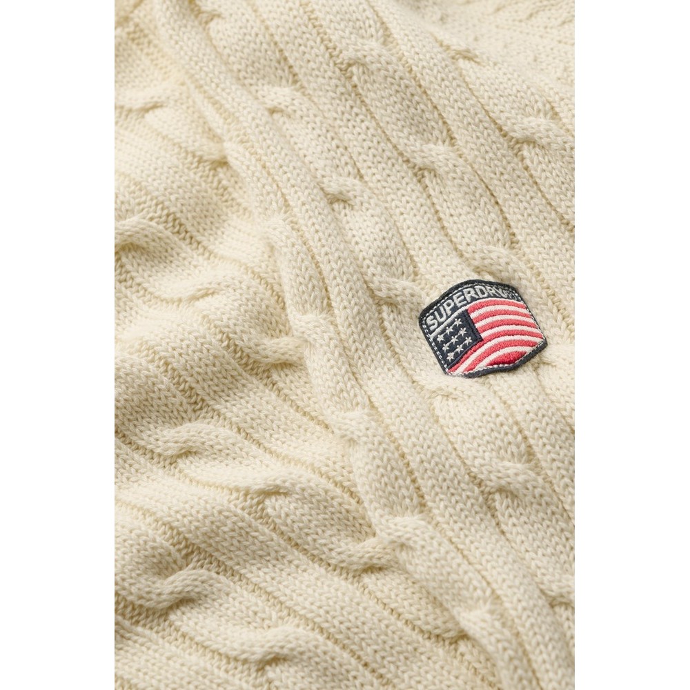 SUPERDRY SLOUCHY CABLE KNIT ΜΠΛΟΥΖΑ ΠΛΕΚΤΗ ΓΥΝΑΙΚΕΙΑ OFF WHITE