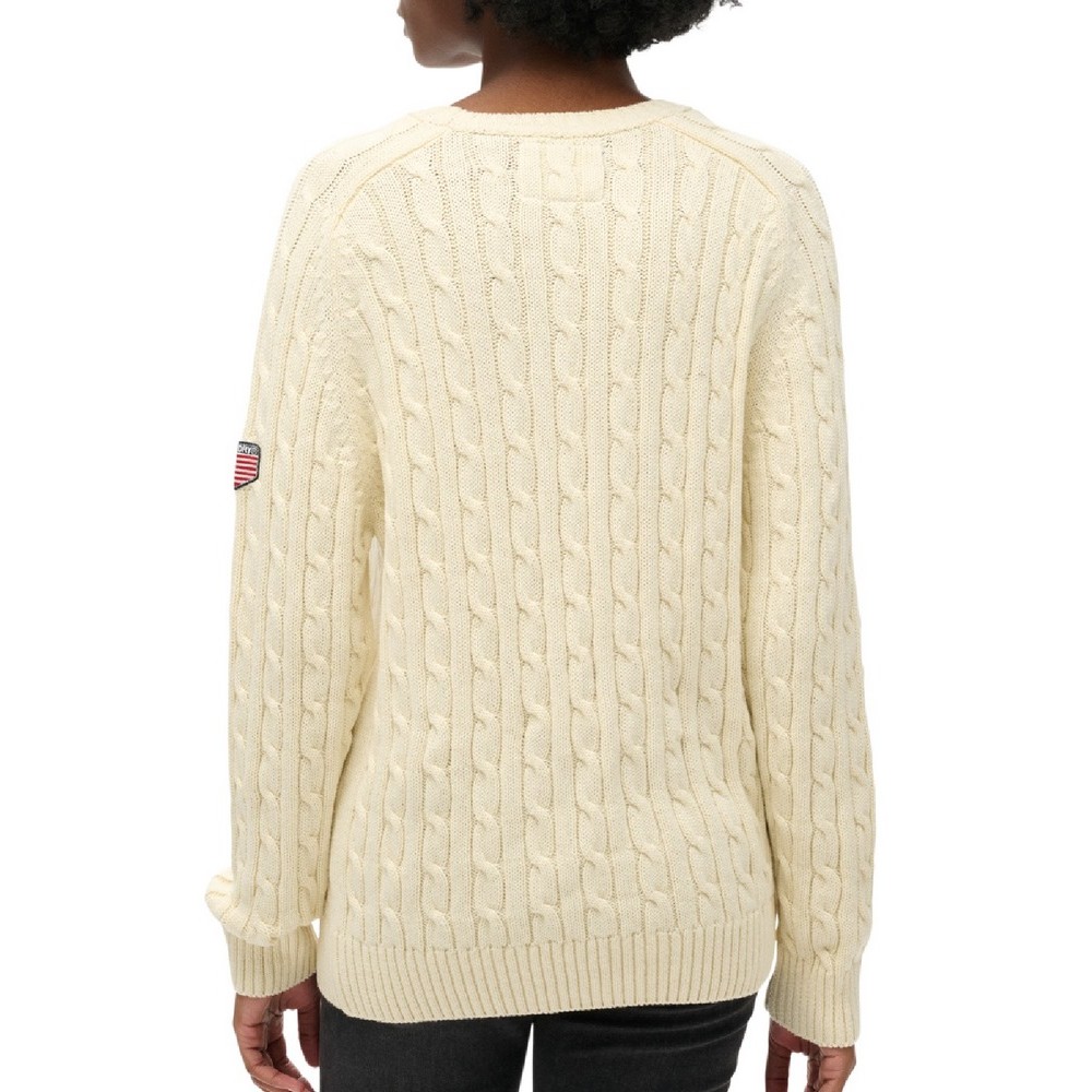 SUPERDRY SLOUCHY CABLE KNIT ΜΠΛΟΥΖΑ ΠΛΕΚΤΗ ΓΥΝΑΙΚΕΙΑ OFF WHITE