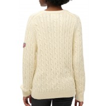 SUPERDRY SLOUCHY CABLE KNIT ΜΠΛΟΥΖΑ ΠΛΕΚΤΗ ΓΥΝΑΙΚΕΙΑ OFF WHITE