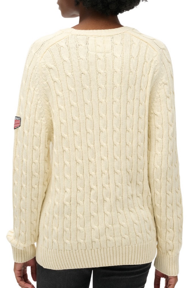 SUPERDRY SLOUCHY CABLE KNIT ΜΠΛΟΥΖΑ ΠΛΕΚΤΗ ΓΥΝΑΙΚΕΙΑ OFF WHITE