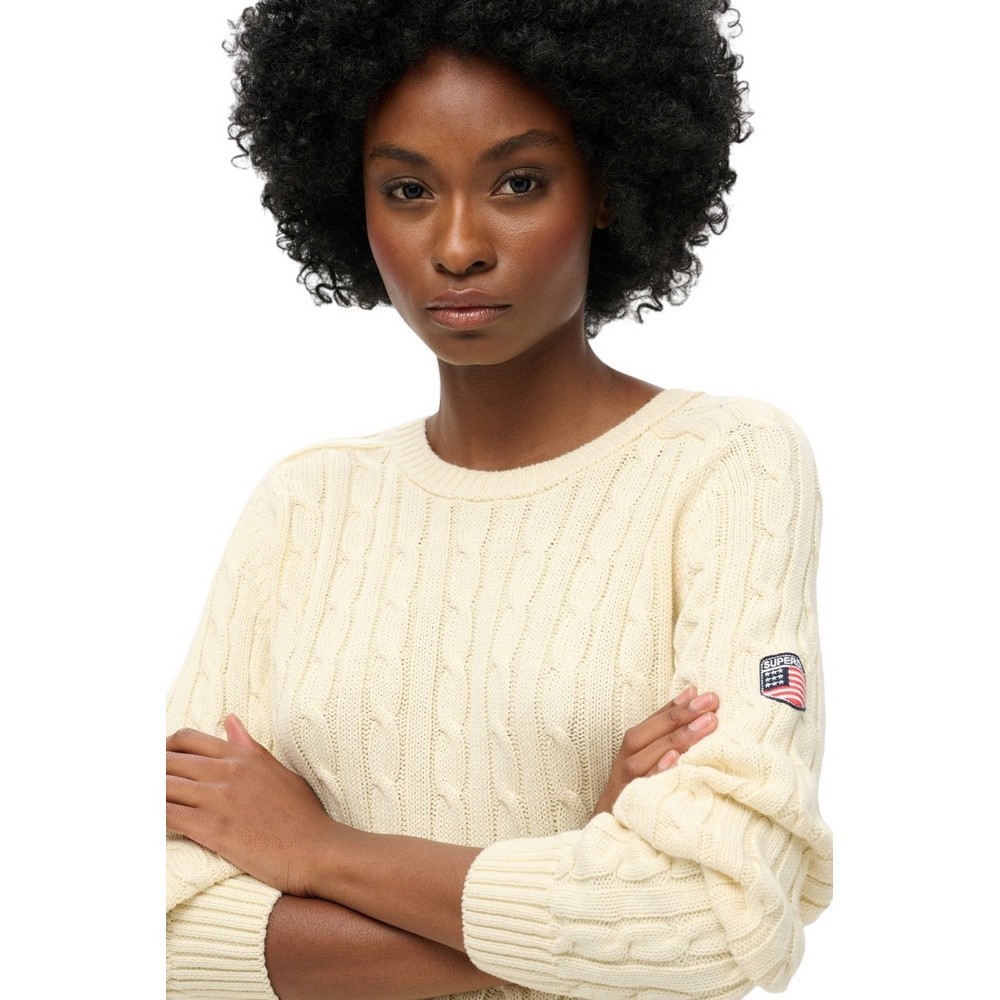 SUPERDRY SLOUCHY CABLE KNIT ΜΠΛΟΥΖΑ ΠΛΕΚΤΗ ΓΥΝΑΙΚΕΙΑ OFF WHITE