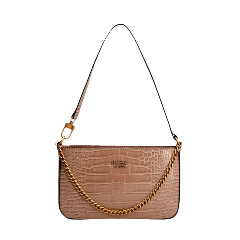 ΤΣΑΝΤΑ KATEY CROC MINI TOP ZIP SHLDR ΓΥΝΑΙΚΕΙΑ GUESS BEIGE