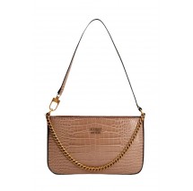 ΤΣΑΝΤΑ KATEY CROC MINI TOP ZIP SHLDR ΓΥΝΑΙΚΕΙΑ GUESS BEIGE