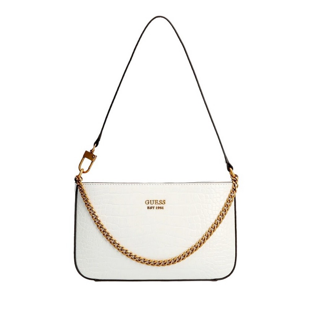 ΤΣΑΝΤΑ KATEY CROC MINI TOP ZIP SHLDR ΓΥΝΑΙΚΕΙΑ GUESS WHITE