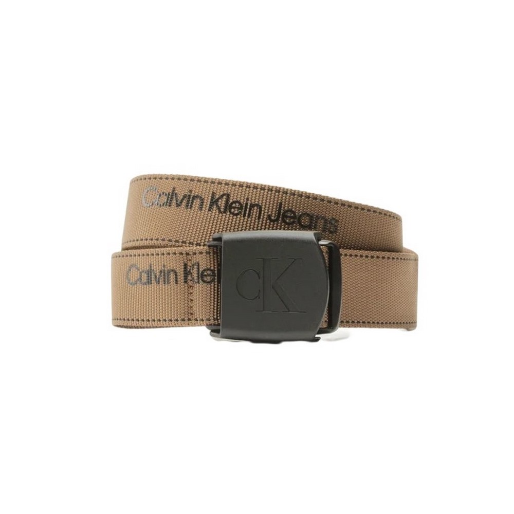 CALVIN KLEIN  JEANS PLAQUE LOGO WEBBING BELT 38MM ΖΩΝΗ ΑΝΔΡΙΚΗ OLIVE