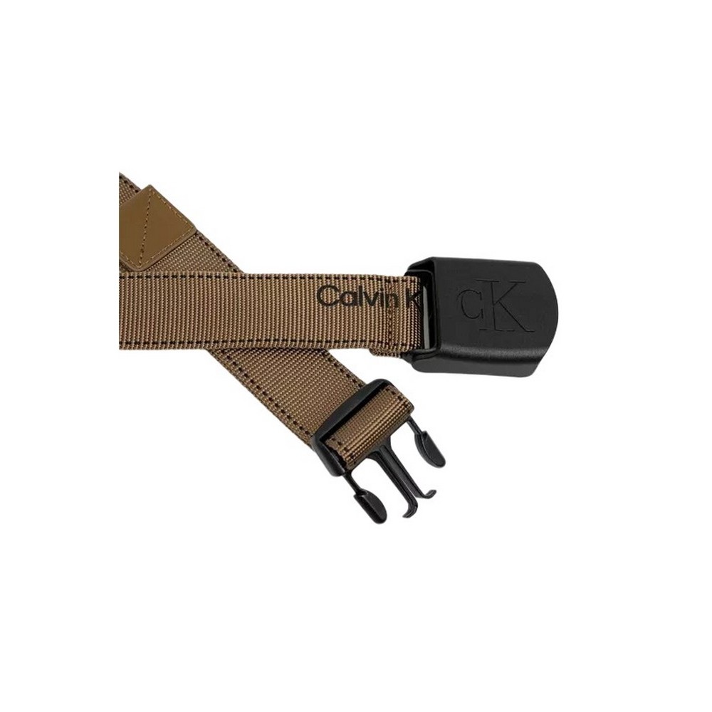 CALVIN KLEIN  JEANS PLAQUE LOGO WEBBING BELT 38MM ΖΩΝΗ ΑΝΔΡΙΚΗ OLIVE