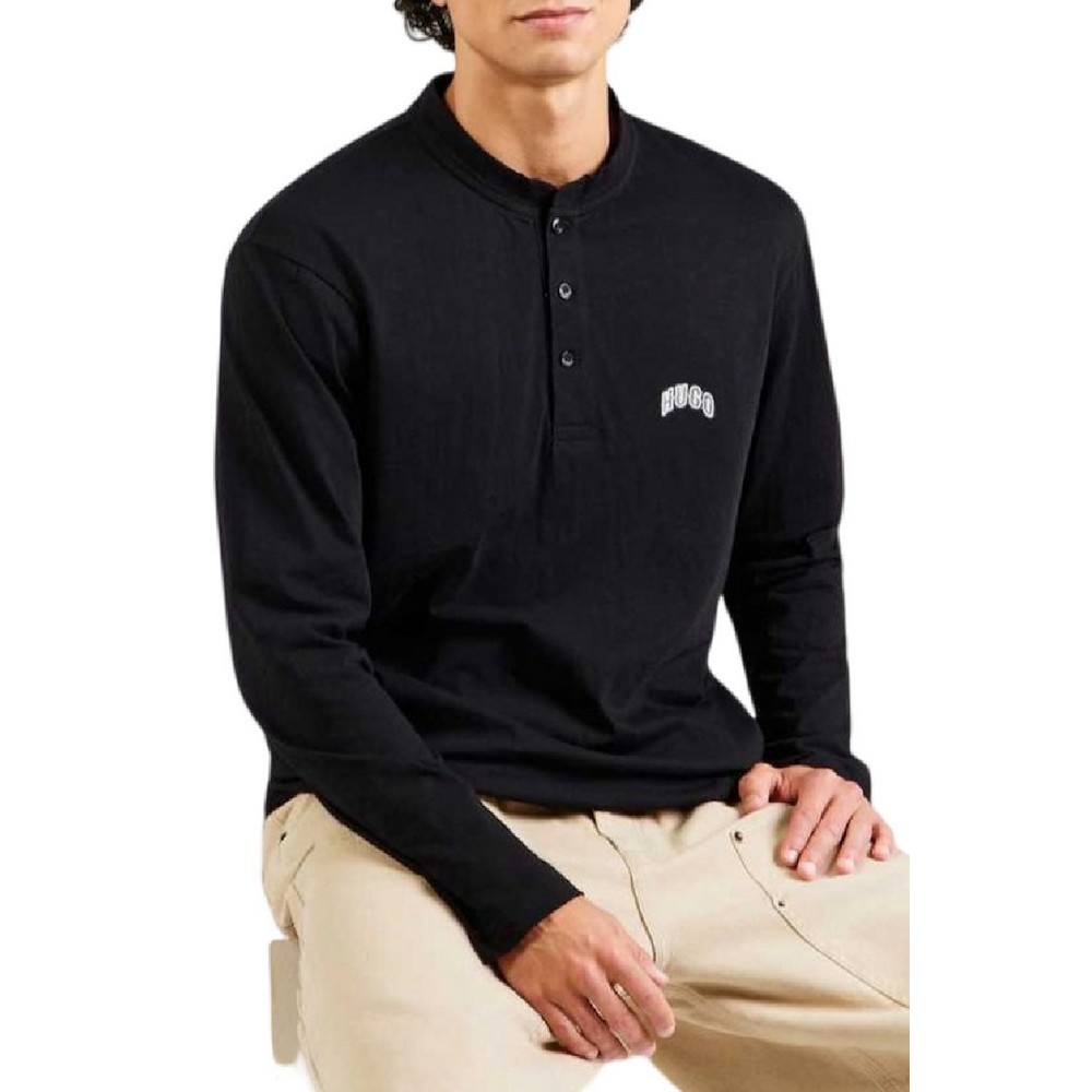 HUGO BOSS NUVENLY JERSEY T-SHIRT ΜΠΛΟΥΖΑ ΜΑΚΡΥΜΑΝΙΚΗ ΑΝΔΡΙΚΗ BLACK