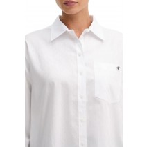 CALVIN KLEIN JEANS COTTON POPLIN JACQUARD RELAXED ΠΟΥΚΑΜΙΣΟ ΓΥΝΑΙΚΕΙΟ WHITE