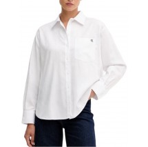 CALVIN KLEIN JEANS COTTON POPLIN JACQUARD RELAXED ΠΟΥΚΑΜΙΣΟ ΓΥΝΑΙΚΕΙΟ WHITE