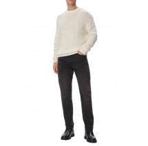 CALVIN KLEIN JEANS LOGO CABLE CREW 3GG ΜΠΛΟΥΖΑ ΠΛΕΚΤΗ ΑΝΔΡΙΚΗ OFF WHITE