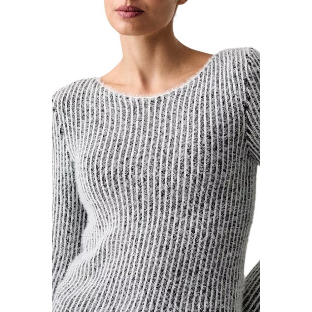 HUGO BOSS SIBILLA SWEATER ΜΠΛΟΥΖΑ ΠΛΕΚΤΗ ΓΥΝΑΙΚΕΙΑ BLACK/WHITE