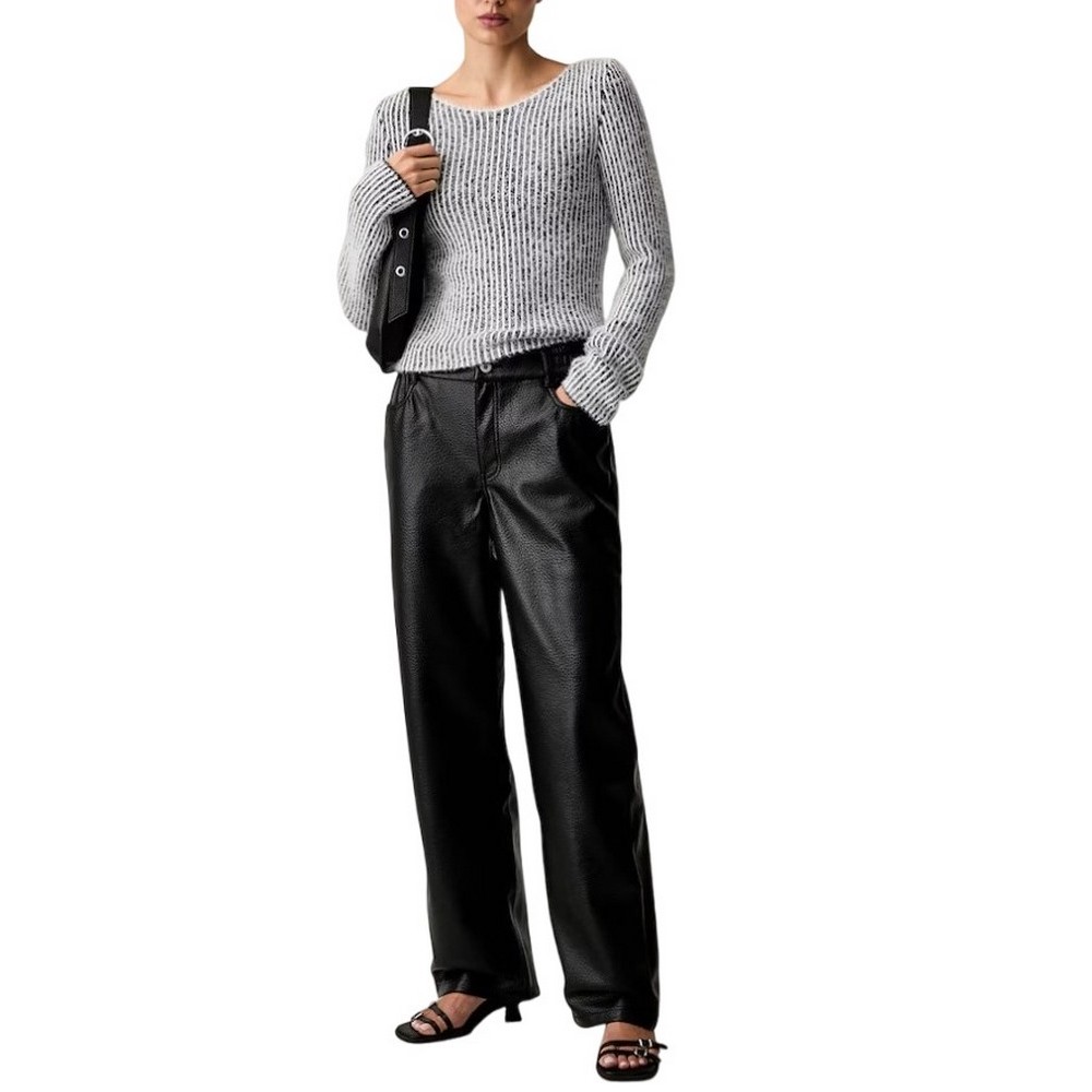 HUGO BOSS SIBILLA SWEATER ΜΠΛΟΥΖΑ ΠΛΕΚΤΗ ΓΥΝΑΙΚΕΙΑ BLACK/WHITE