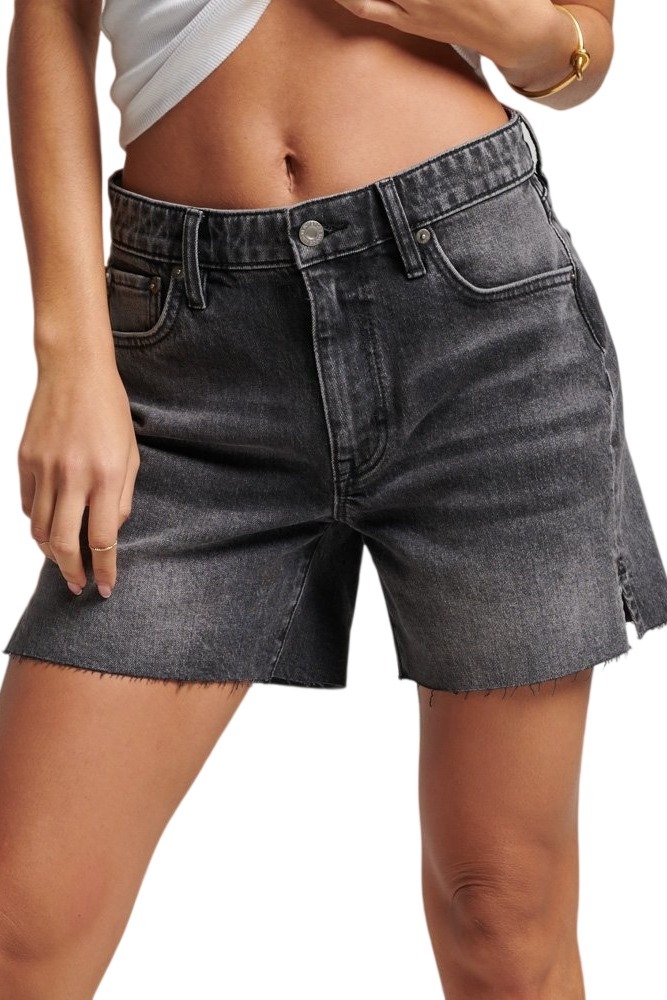 SUPERDRY VINTAGE MID RISE CUT OFF ΣΟΡΤΣ ΓΥΝΑΙΚΕΙΟ BLACK DENIM