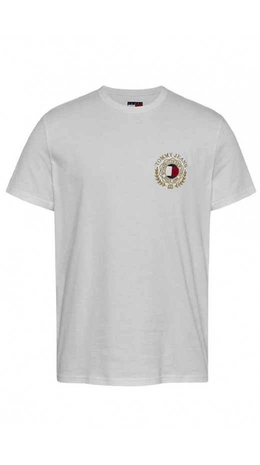 TOMMY JEANS REG TOMMY CREST TEE T-SHIRT ΜΠΛΟΥΖΑ ΝΑΔΡΙΚΗ WHITE