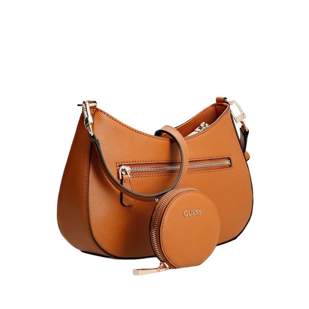ΤΣΑΝΤΑ ALEXIE TOP ZIP SHOULDER BAG ΓΥΝΑΙΚΕΙΑ GUESS TAN