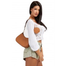 ΤΣΑΝΤΑ ALEXIE TOP ZIP SHOULDER BAG ΓΥΝΑΙΚΕΙΑ GUESS TAN