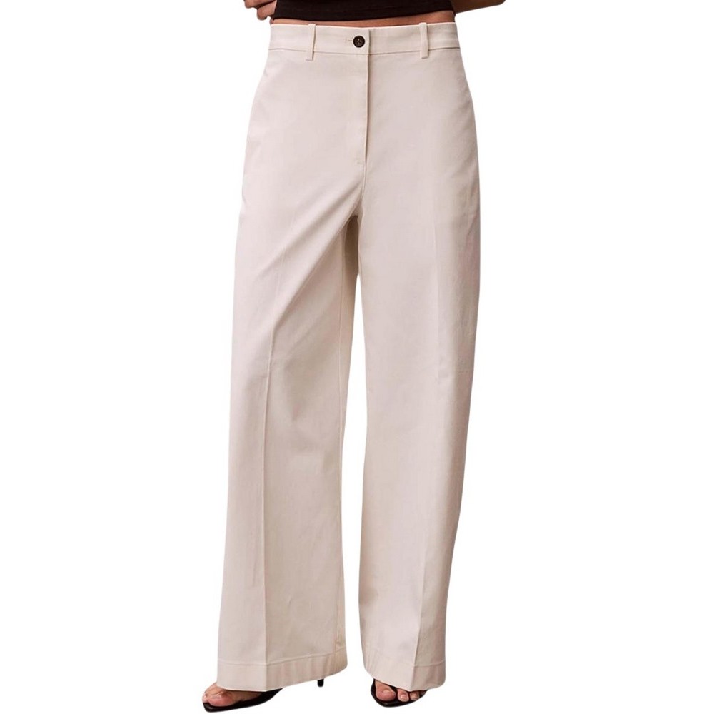 CALVIN KLEIN JEANS BAGGY CHINO FASHION PANT ΠΑΝΤΕΛΟΝΙ ΓΥΝΑΙΚΕΙΟ OFF WHITE