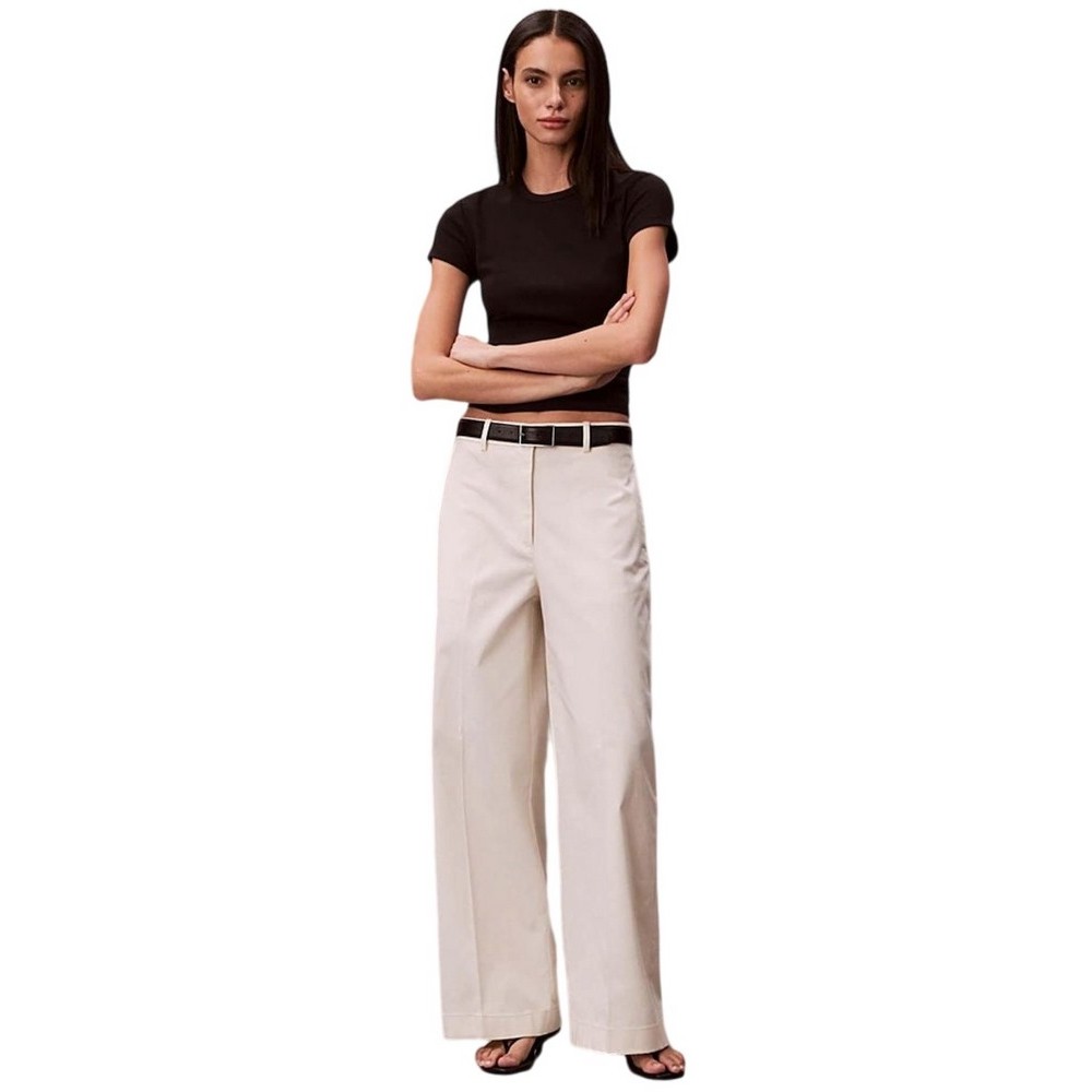 CALVIN KLEIN JEANS BAGGY CHINO FASHION PANT ΠΑΝΤΕΛΟΝΙ ΓΥΝΑΙΚΕΙΟ OFF WHITE