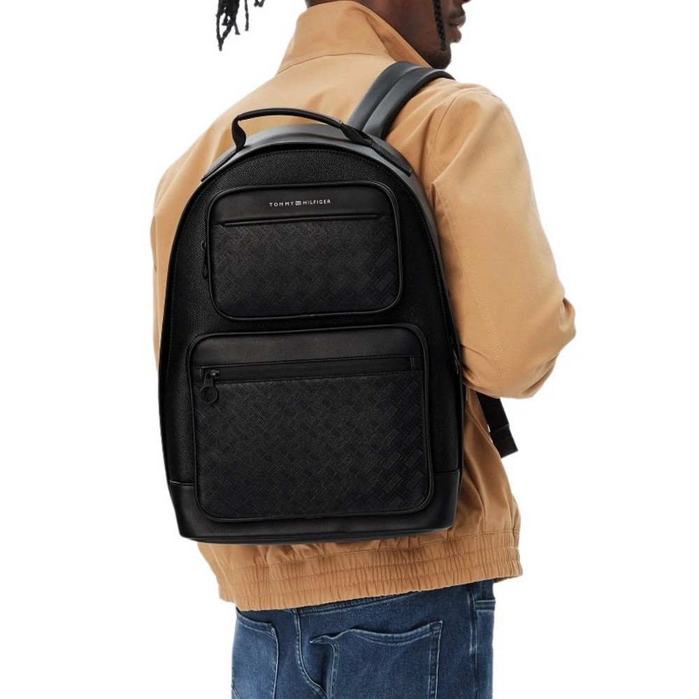TOMMY HILFIGER MODERN MONOGRAM BACKPACK ΤΣΑΝΤΑ ΑΝΔΡΙΚΗ BLACK