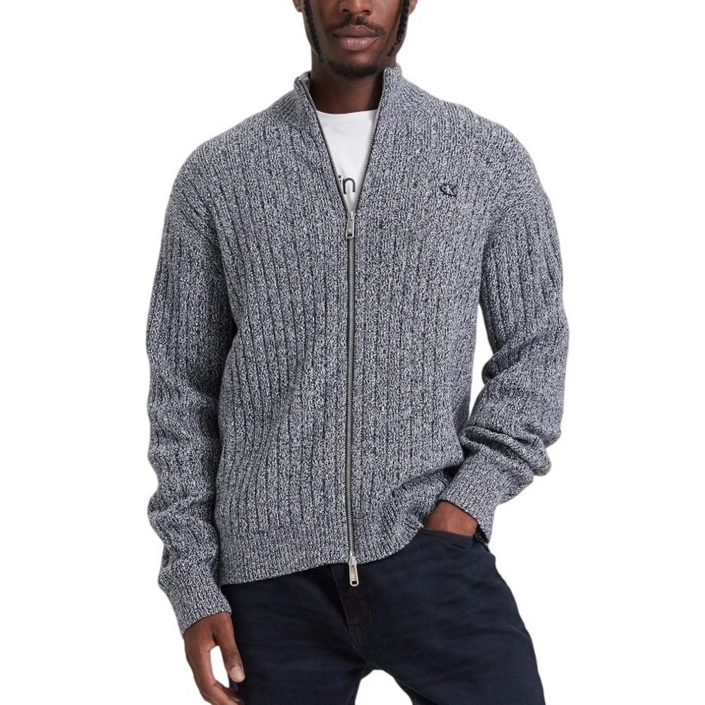 CALVIN KLEIN JEANS VERTICAL TEXTURE CTTN FZ SWTR ΖΑΚΕΤΑ ΠΛΕΚΤΗ ΑΝΔΡΙΚΗ NAVY