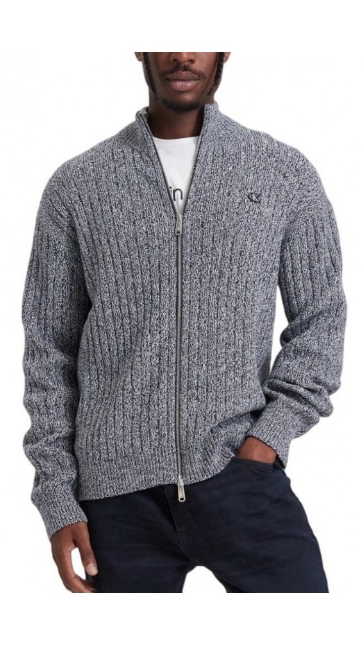 CALVIN KLEIN JEANS VERTICAL TEXTURE CTTN FZ SWTR ΖΑΚΕΤΑ ΠΛΕΚΤΗ ΑΝΔΡΙΚΗ NAVY