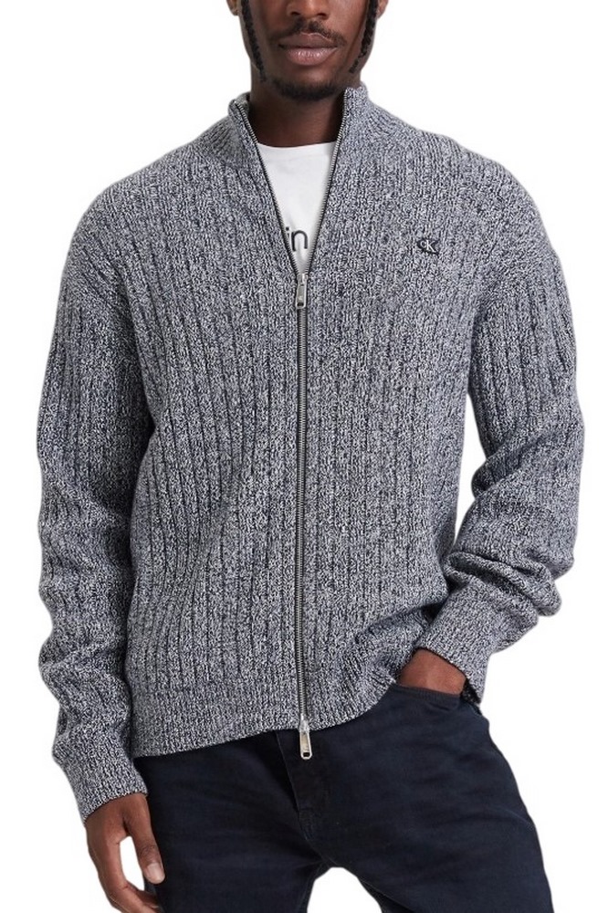 CALVIN KLEIN JEANS VERTICAL TEXTURE CTTN FZ SWTR ΖΑΚΕΤΑ ΠΛΕΚΤΗ ΑΝΔΡΙΚΗ NAVY