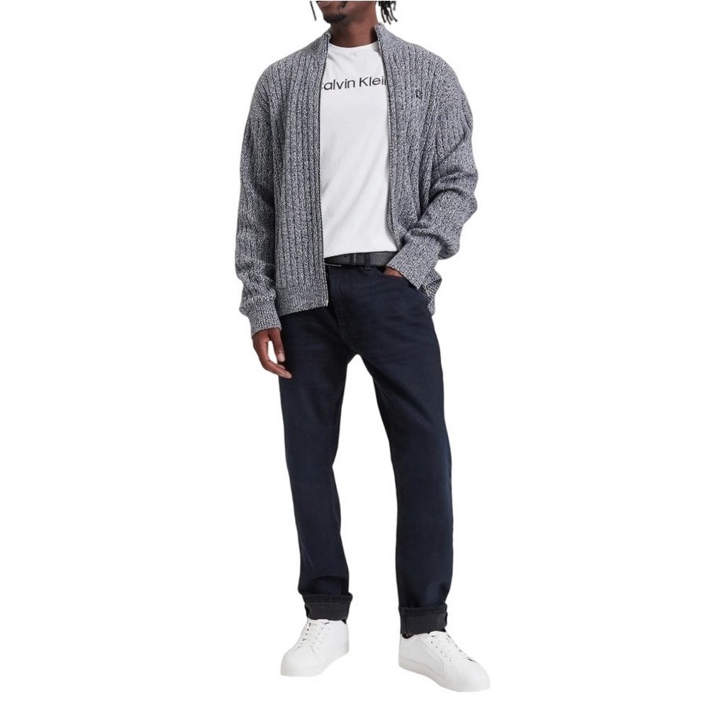 CALVIN KLEIN JEANS VERTICAL TEXTURE CTTN FZ SWTR ΖΑΚΕΤΑ ΠΛΕΚΤΗ ΑΝΔΡΙΚΗ NAVY