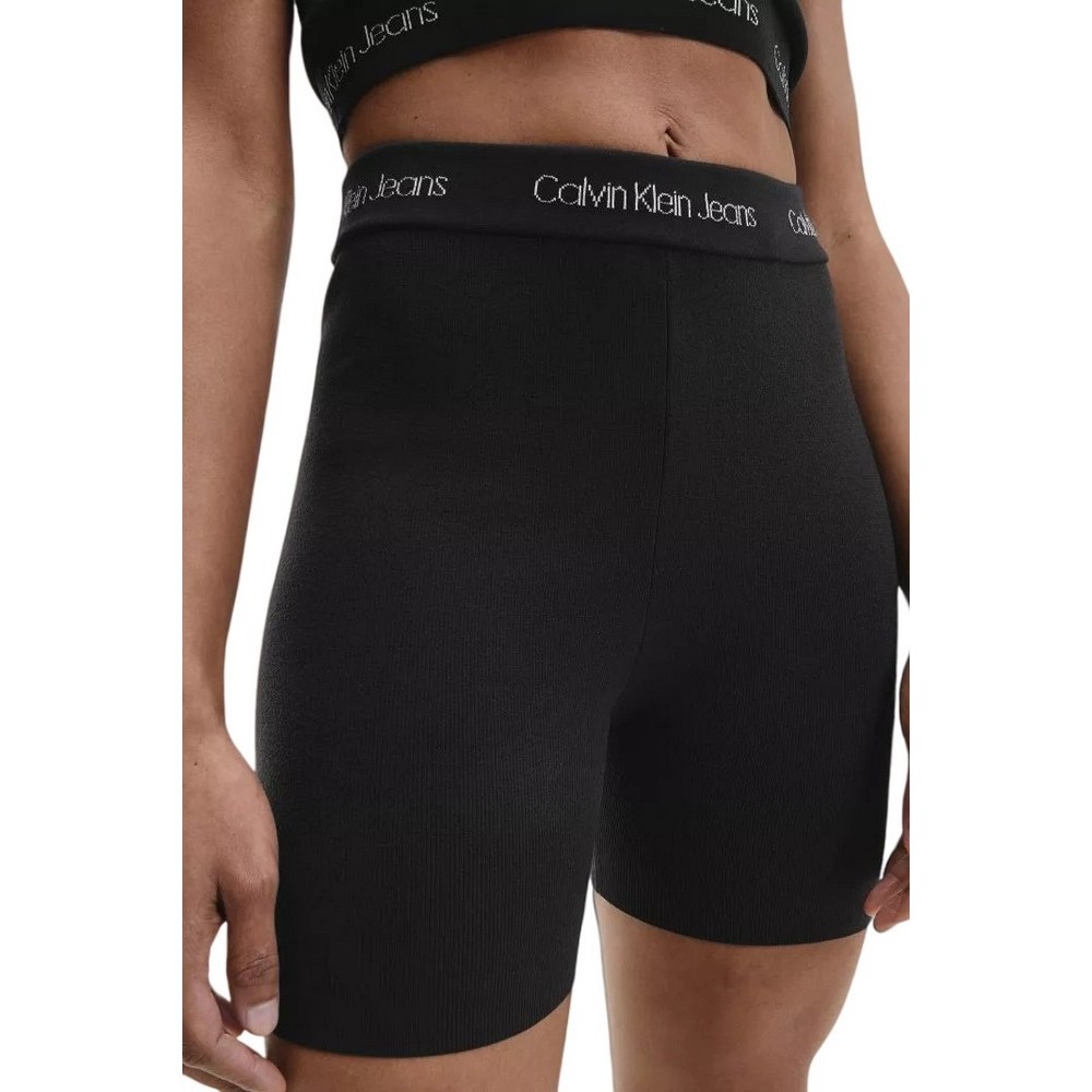 CALVIN KLEIN JEANS INTARSIA KNITTED CYCLING SHORTS ΚΟΛΑΝ ΠΟΔΗΛΑΤΙΚΟ ΓΥΝΑΙΚΕΙΟ BLACK