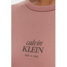 CALVIN KLEIN JEANS 2X2 BABY RIB LOGO MIDI DRESS ΦΟΡΕΜΑ ΓΥΝΑΙΚΕΙΟ BROWN