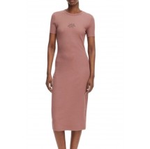 CALVIN KLEIN JEANS 2X2 BABY RIB LOGO MIDI DRESS ΦΟΡΕΜΑ ΓΥΝΑΙΚΕΙΟ BROWN