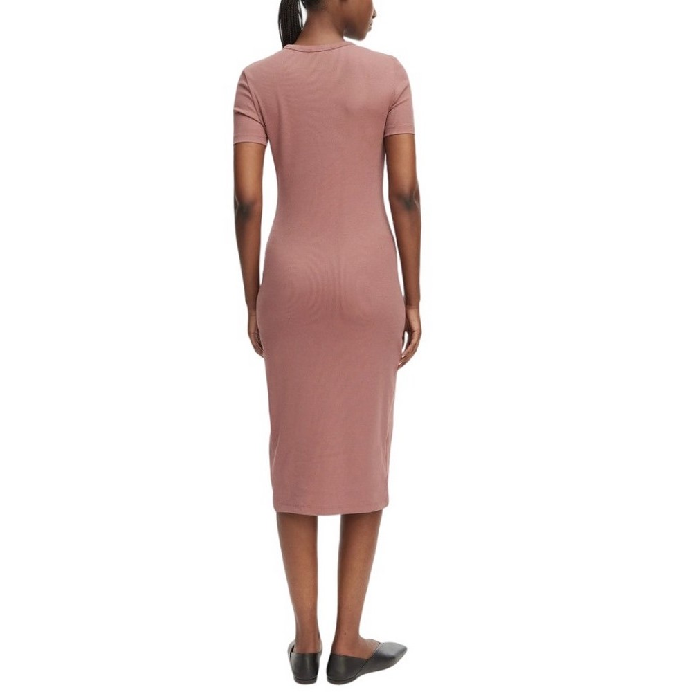 CALVIN KLEIN JEANS 2X2 BABY RIB LOGO MIDI DRESS ΦΟΡΕΜΑ ΓΥΝΑΙΚΕΙΟ BROWN