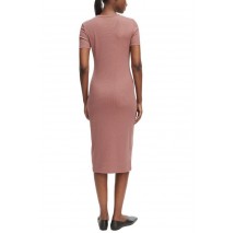 CALVIN KLEIN JEANS 2X2 BABY RIB LOGO MIDI DRESS ΦΟΡΕΜΑ ΓΥΝΑΙΚΕΙΟ BROWN