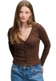 SUPERDRY ATH ESS POINTELLE CARDIGAN ΖΑΚΕΤΑ ΓΥΝΑΙΚΕΙΑ CHESTNUT