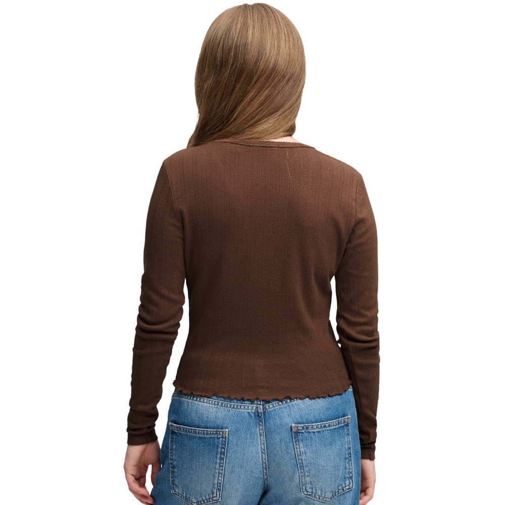 SUPERDRY ATH ESS POINTELLE CARDIGAN ΖΑΚΕΤΑ ΓΥΝΑΙΚΕΙΑ CHESTNUT