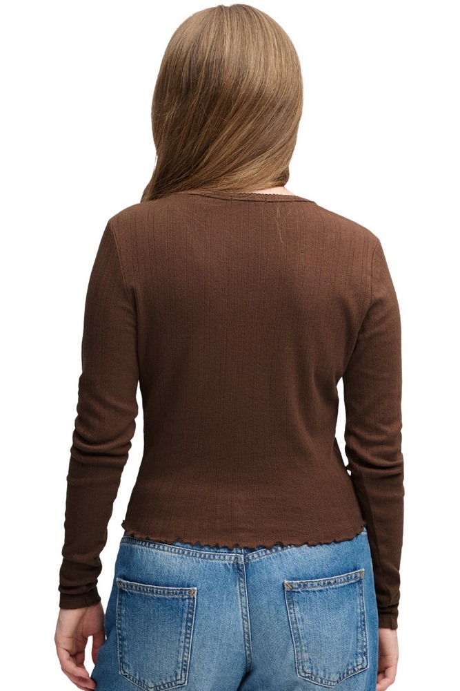SUPERDRY ATH ESS POINTELLE CARDIGAN ΖΑΚΕΤΑ ΓΥΝΑΙΚΕΙΑ CHESTNUT
