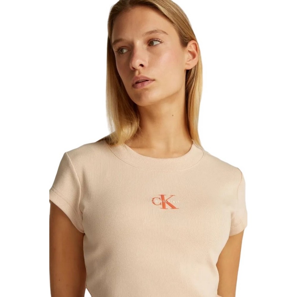 CALVIN KLEIN JEANS MONOGRAM BABY TEE T-SHIRT ΜΠΛΟΥΖΑ ΓΥΝΑΙΚΕΙΑ PEACH