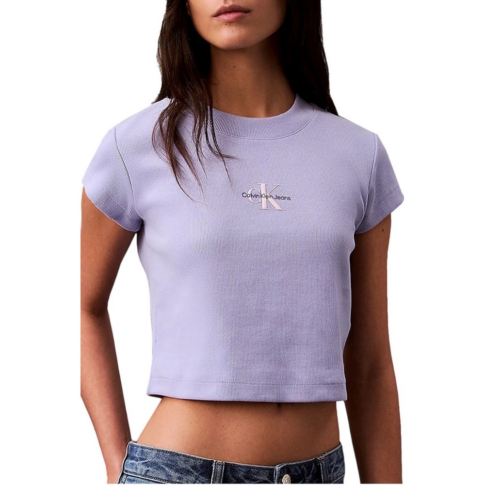 CALVIN KLEIN JEANS MONOGRAM BABY TEE T-SHIRT ΜΠΛΟΥΖΑ ΓΥΝΑΙΚΕΙΑ LILA