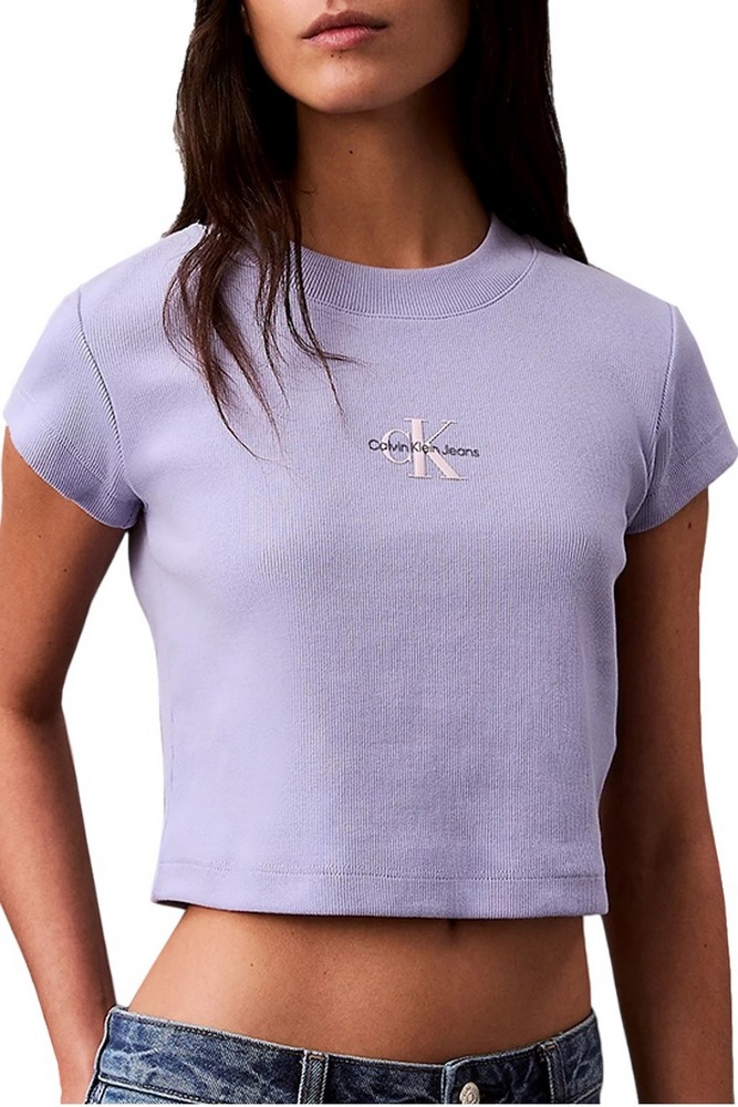 CALVIN KLEIN JEANS MONOGRAM BABY TEE T-SHIRT ΜΠΛΟΥΖΑ ΓΥΝΑΙΚΕΙΑ LILA