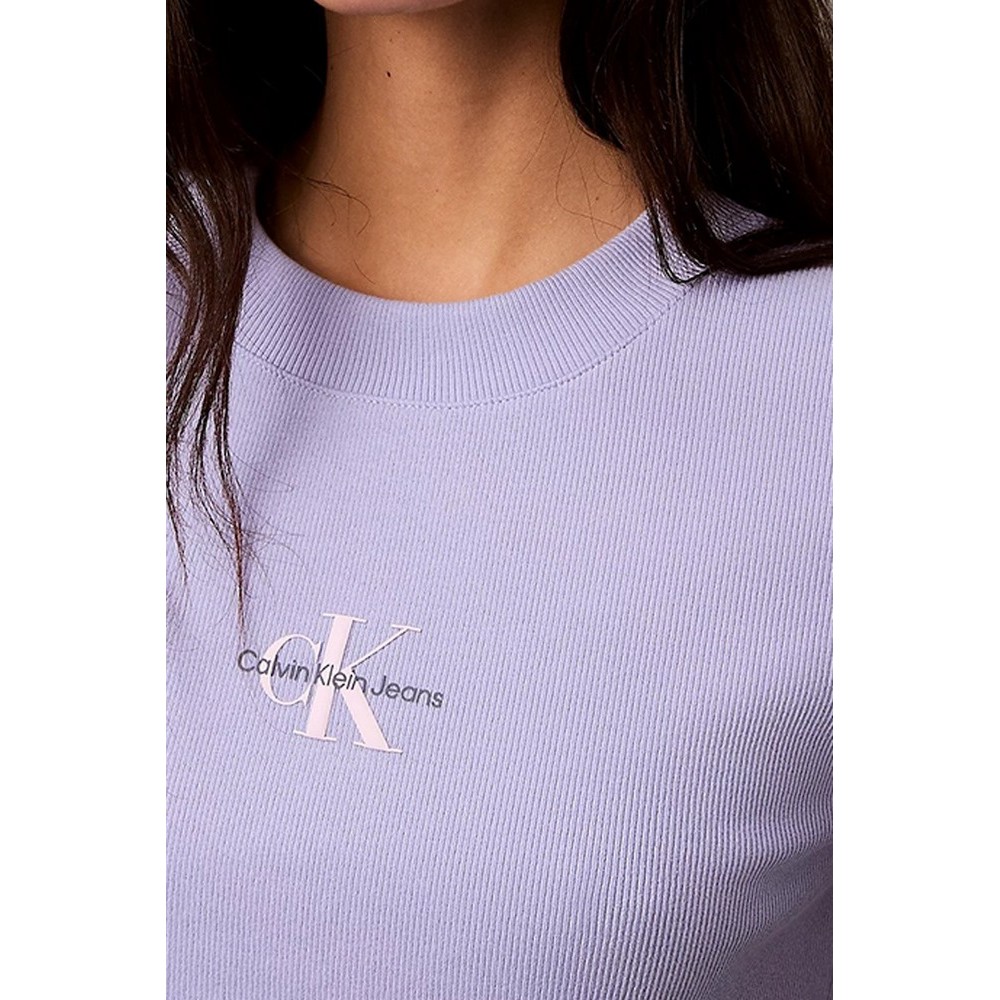 CALVIN KLEIN JEANS MONOGRAM BABY TEE T-SHIRT ΜΠΛΟΥΖΑ ΓΥΝΑΙΚΕΙΑ LILA