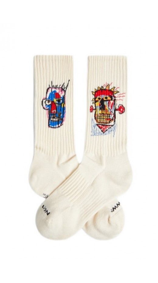 JIMMY LION ATHLETIC BASQUIAT HEADS 1982 SOCKS UNISEX ΚΑΛΤΣΕΣ BEIGE