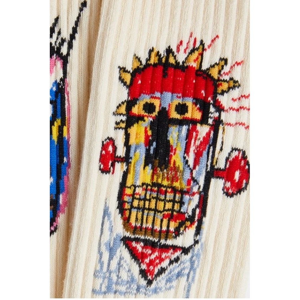 JIMMY LION ATHLETIC BASQUIAT HEADS 1982 SOCKS UNISEX ΚΑΛΤΣΕΣ BEIGE