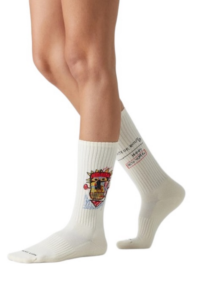 JIMMY LION ATHLETIC BASQUIAT HEADS 1982 SOCKS UNISEX ΚΑΛΤΣΕΣ BEIGE