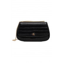 CALVIN KLEIN  CROC CONV CHAIN MEDIUM BAG ΤΣΑΝΤΑ ΓΥΝΑΙΚΕΙΑ BLACK