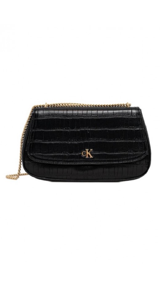 CALVIN KLEIN  CROC CONV CHAIN MEDIUM BAG ΤΣΑΝΤΑ ΓΥΝΑΙΚΕΙΑ BLACK