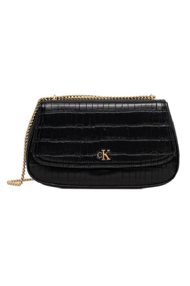 CALVIN KLEIN  CROC CONV CHAIN MEDIUM BAG ΤΣΑΝΤΑ ΓΥΝΑΙΚΕΙΑ BLACK