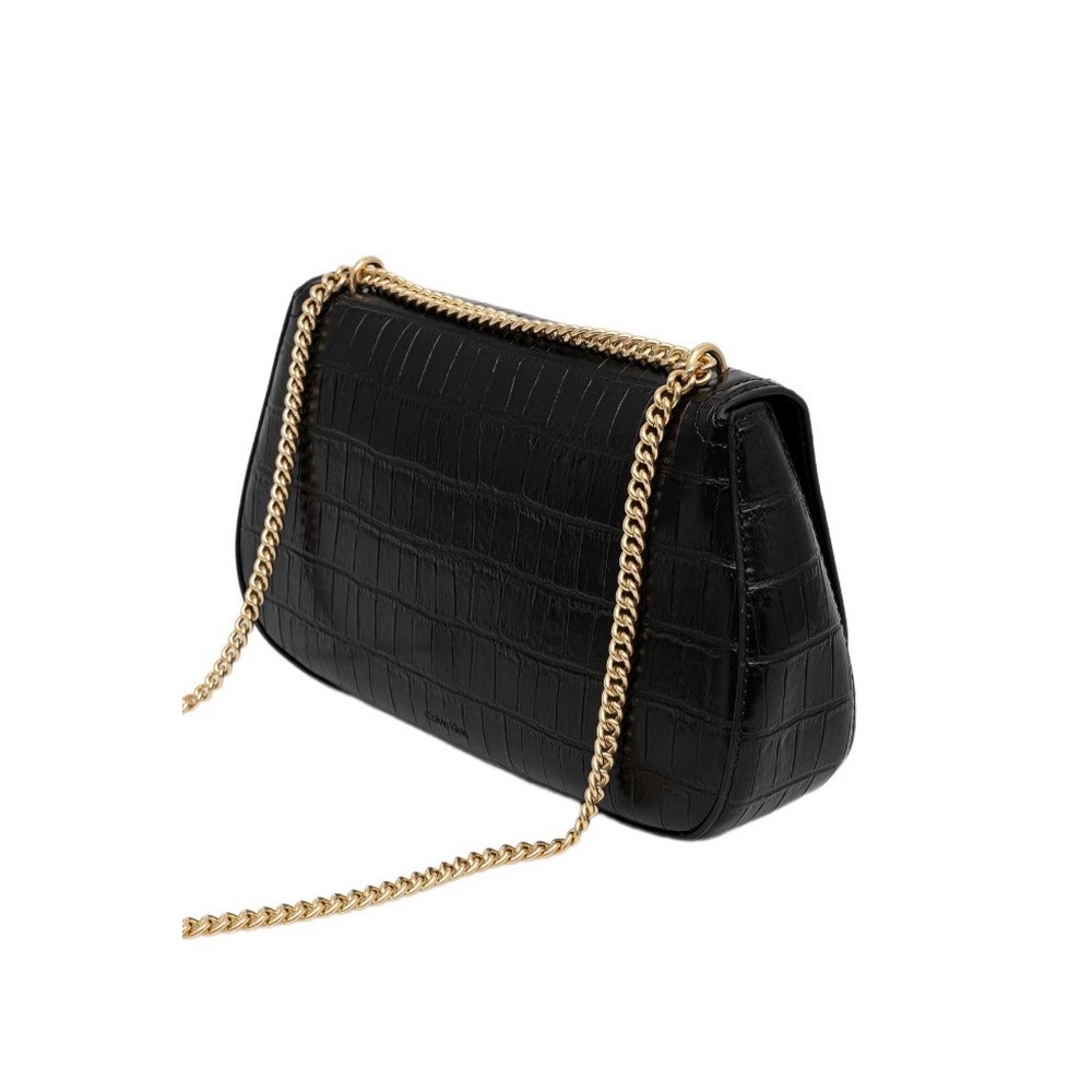 CALVIN KLEIN  CROC CONV CHAIN MEDIUM BAG ΤΣΑΝΤΑ ΓΥΝΑΙΚΕΙΑ BLACK