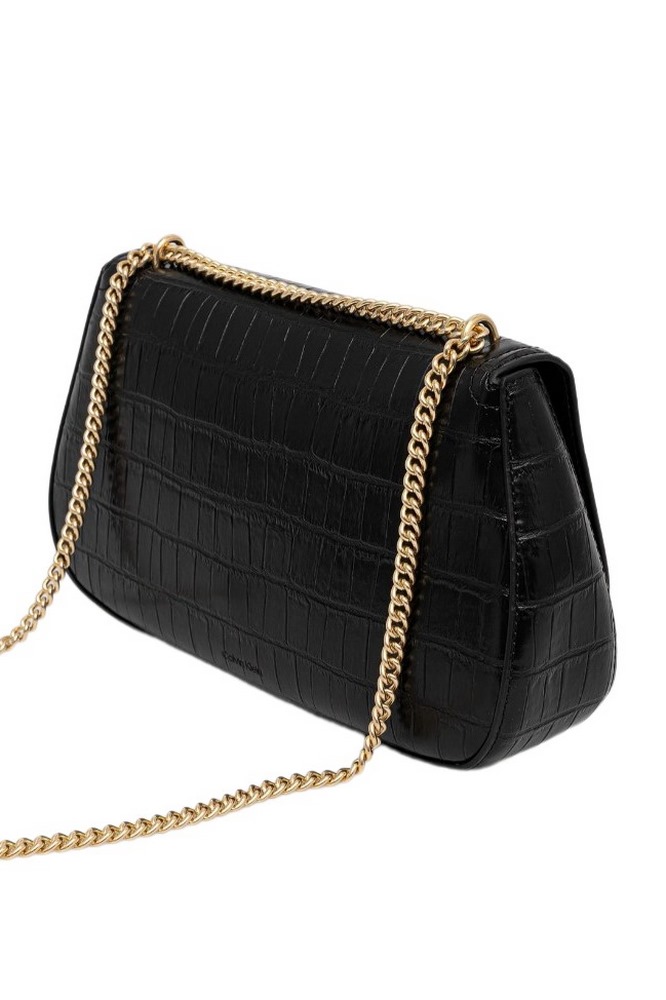 CALVIN KLEIN  CROC CONV CHAIN MEDIUM BAG ΤΣΑΝΤΑ ΓΥΝΑΙΚΕΙΑ BLACK