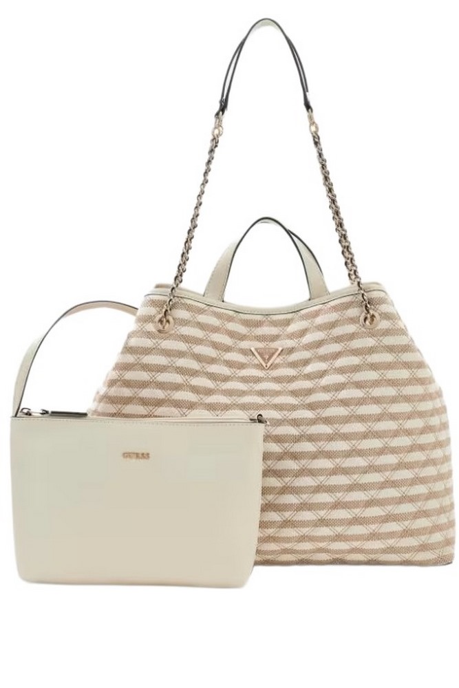 GUESS GIULLY II LARGE 2 IN 1 TOTE ΤΣΑΝΤΑ ΓΥΝΑΙΚΕΙΑ TAUPE