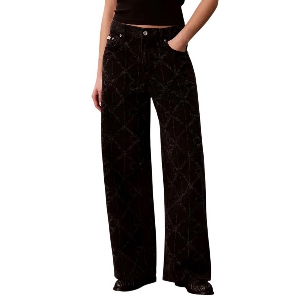 CALVIN KLEIN JEANS LOW RISE BAGGY CK WORN BLACK ΠΑΝΤΕΛΟΝΙ ΤΖΙΝ ΓΥΝΑΙΚΕΙΟ DENIM BLACK