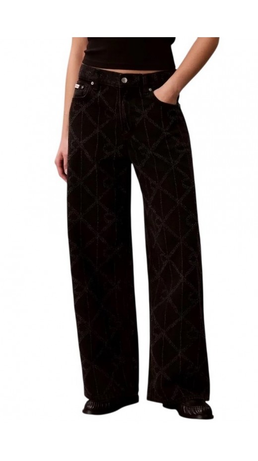 CALVIN KLEIN JEANS LOW RISE BAGGY CK WORN BLACK ΠΑΝΤΕΛΟΝΙ ΤΖΙΝ ΓΥΝΑΙΚΕΙΟ DENIM BLACK